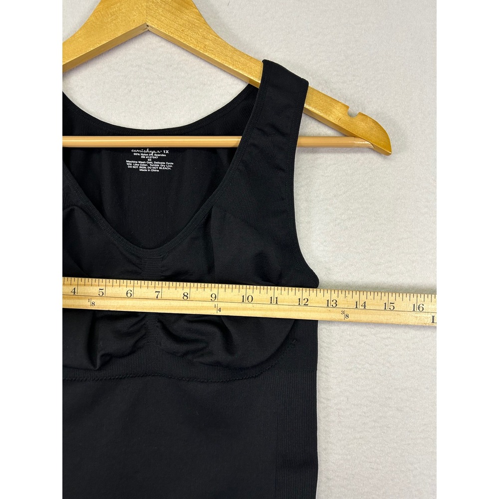 Shapewear Camishaper Women 1X Black Ruched Bust Ruffle Hem Seamless Tank Top - Picture 4 of 8
